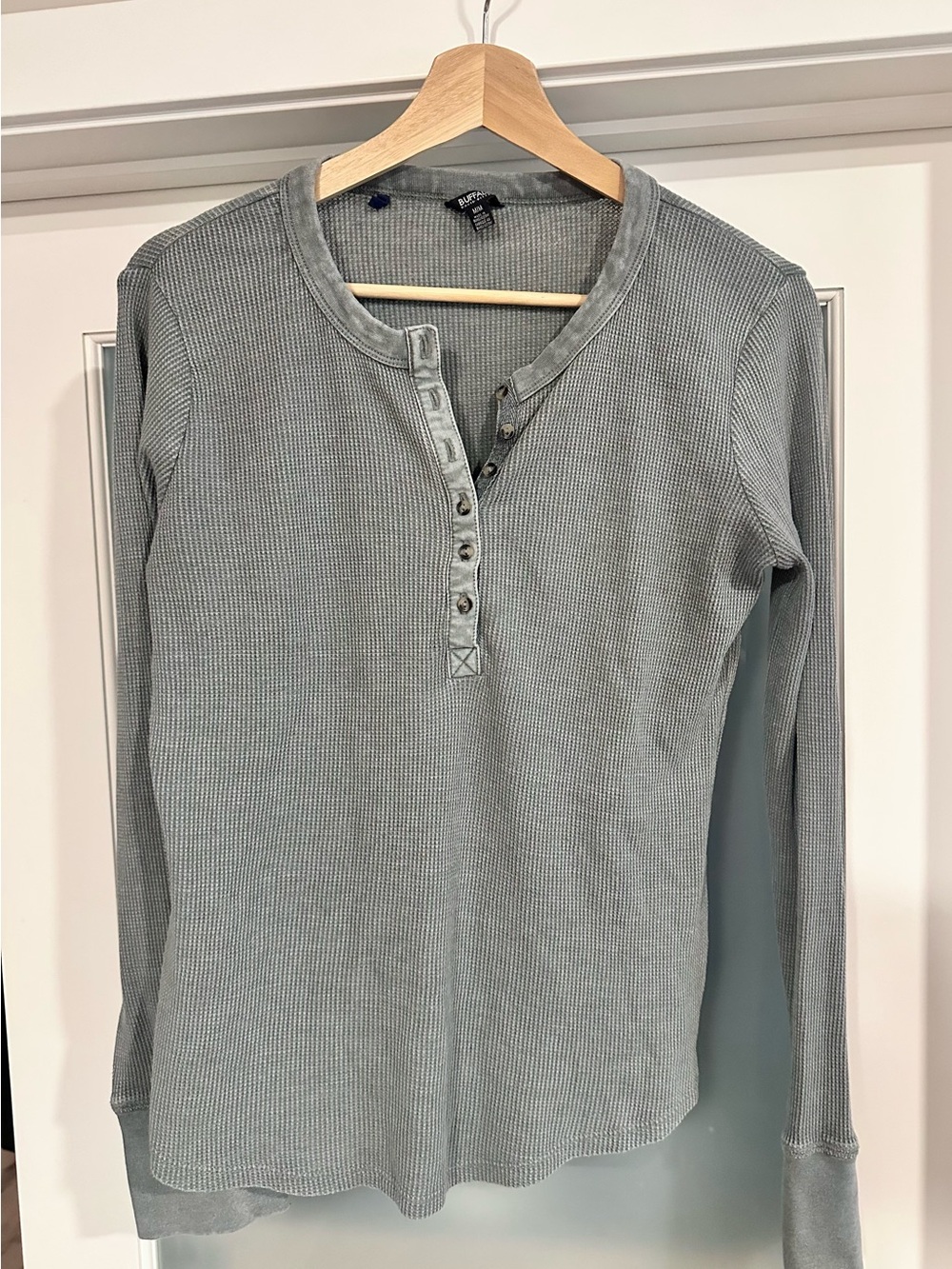 2 for $20 Promo Buffalo Waffle Henley Long-Sleeve Top in Grey